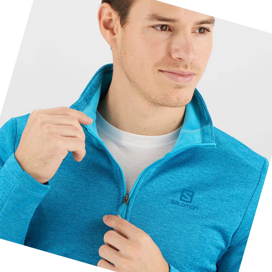 Salomon ESSENTIAL LIGHTWARM SEAMLESS Erkek Kapüşonlu Sweatshirt Mavi | TR 3207GSO